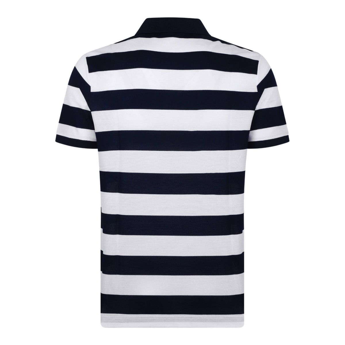 Navy Blue and White Striped Polo Shirt
