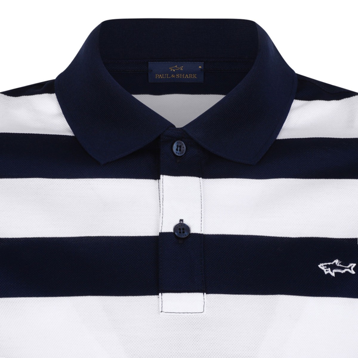 Navy Blue and White Striped Polo Shirt