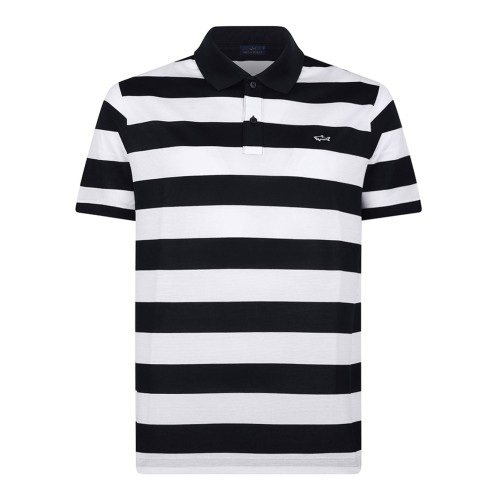 Black and White Striped Polo Shirt