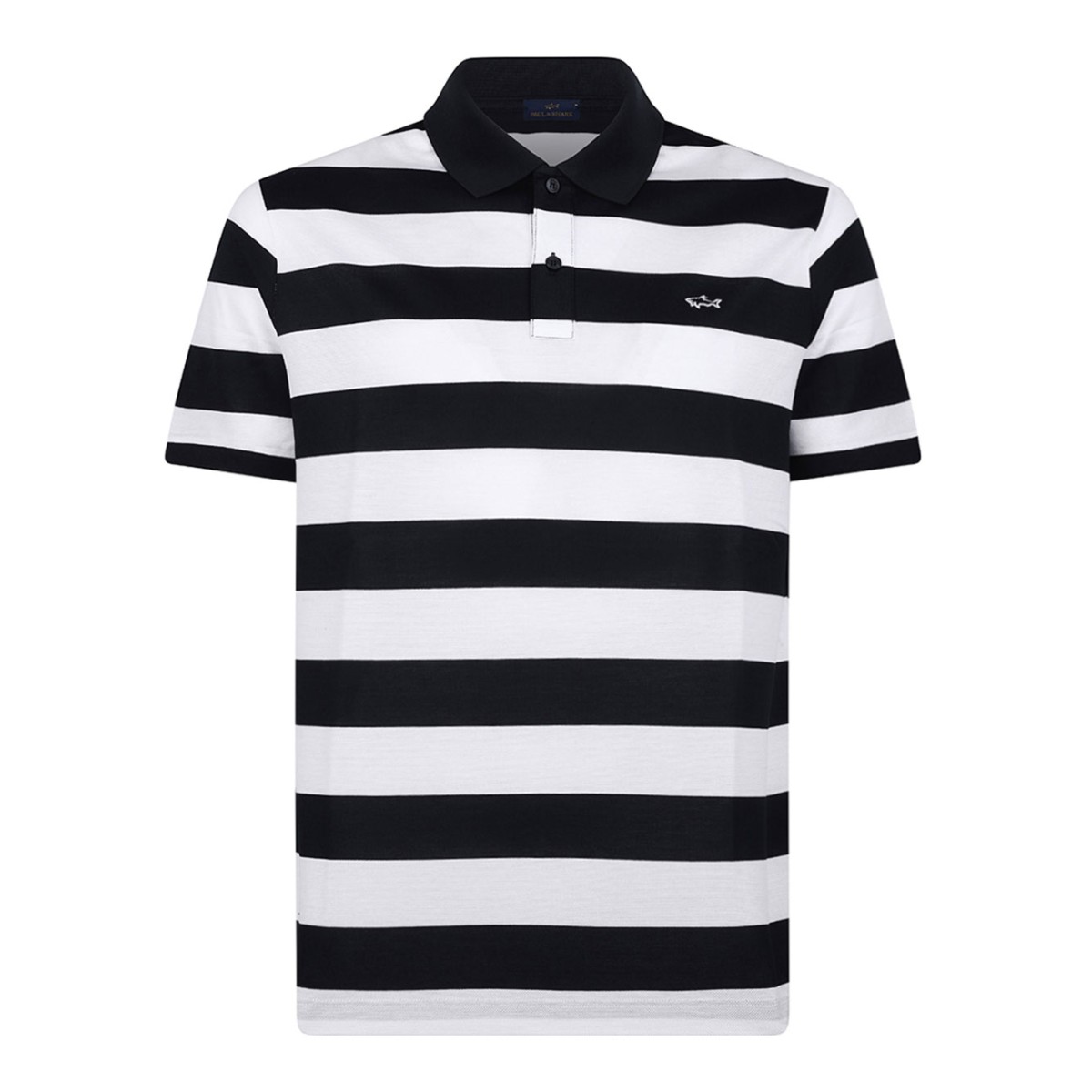 Black and White Striped Polo Shirt