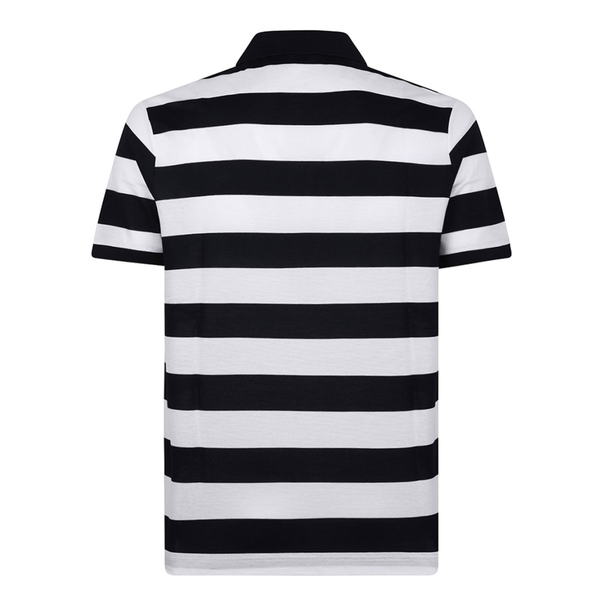 Black and White Striped Polo Shirt