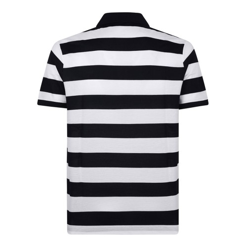 Black and White Striped Polo Shirt