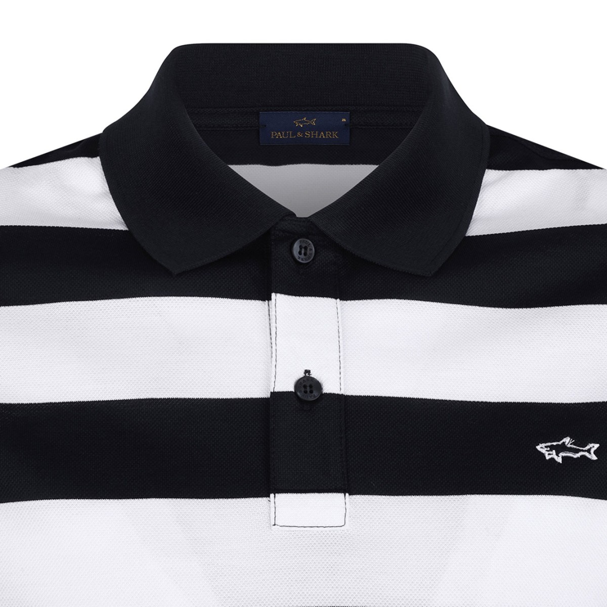 Black and White Striped Polo Shirt