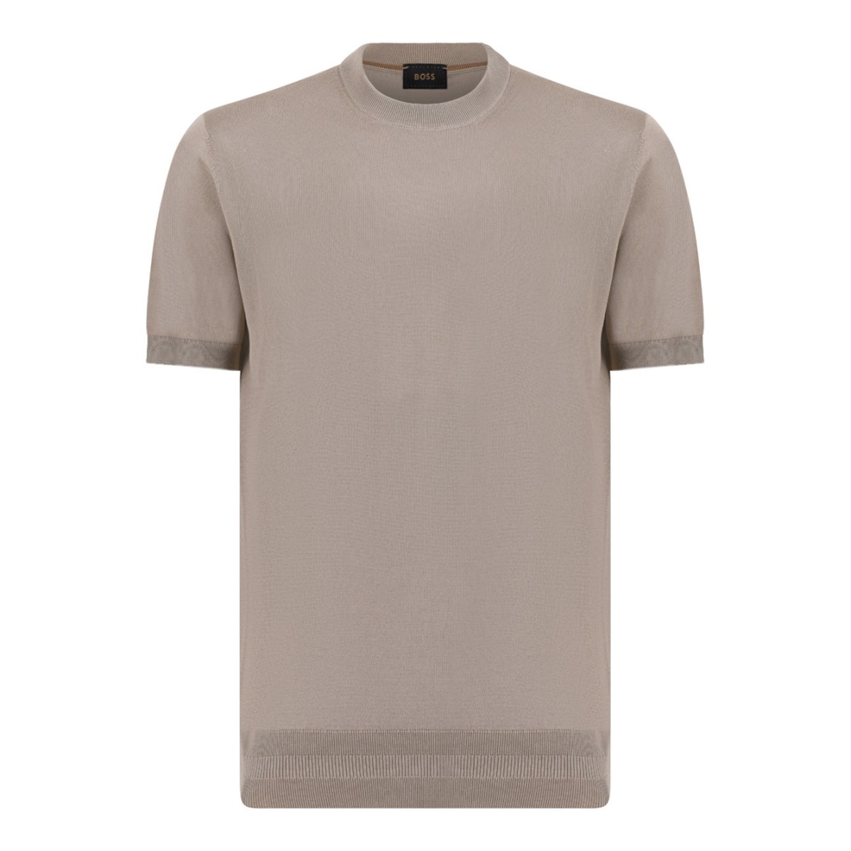 Dark Beige Short-Sleeve Knit T-Shirt