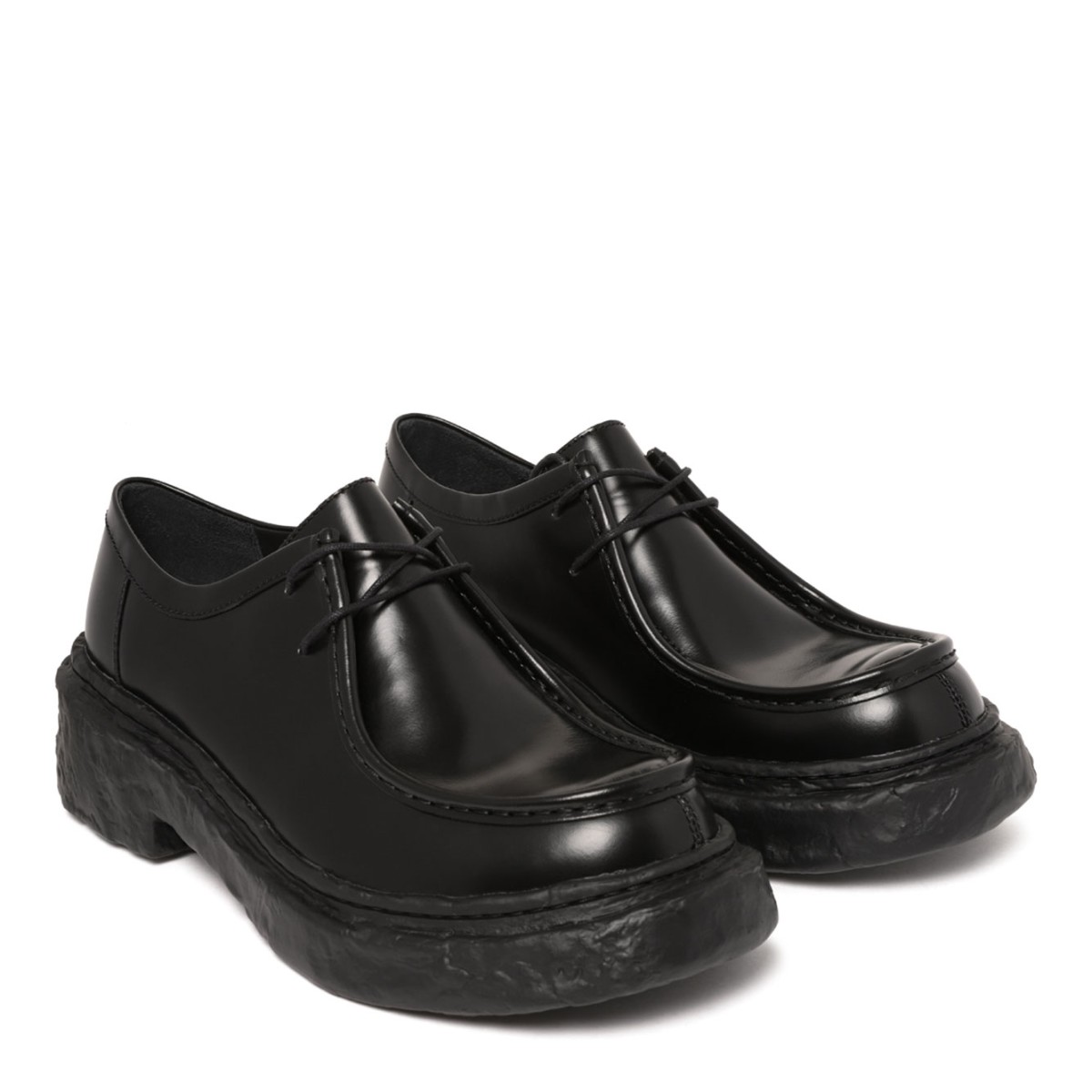 Black Leather Vamonos Lace-Up Shoes