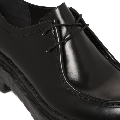 Black Leather Vamonos Lace-Up Shoes