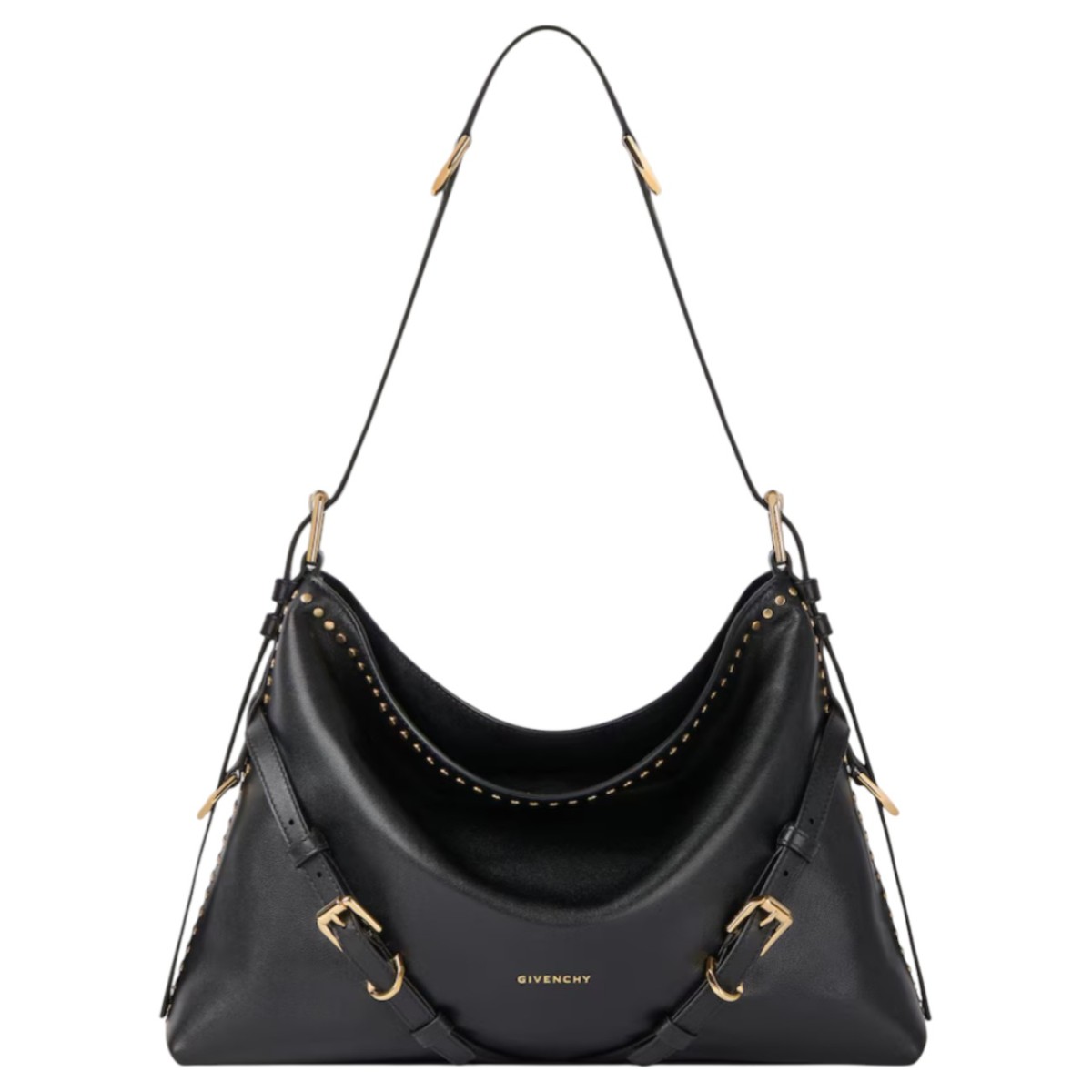 Black Medium Voyou Bag In Leather With Studs