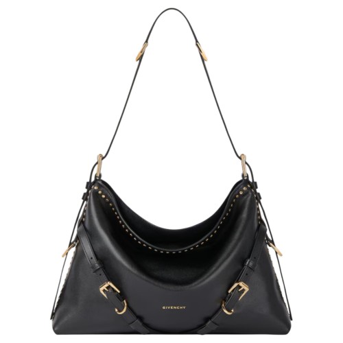 Black Medium Voyou Bag In Leather With Studs