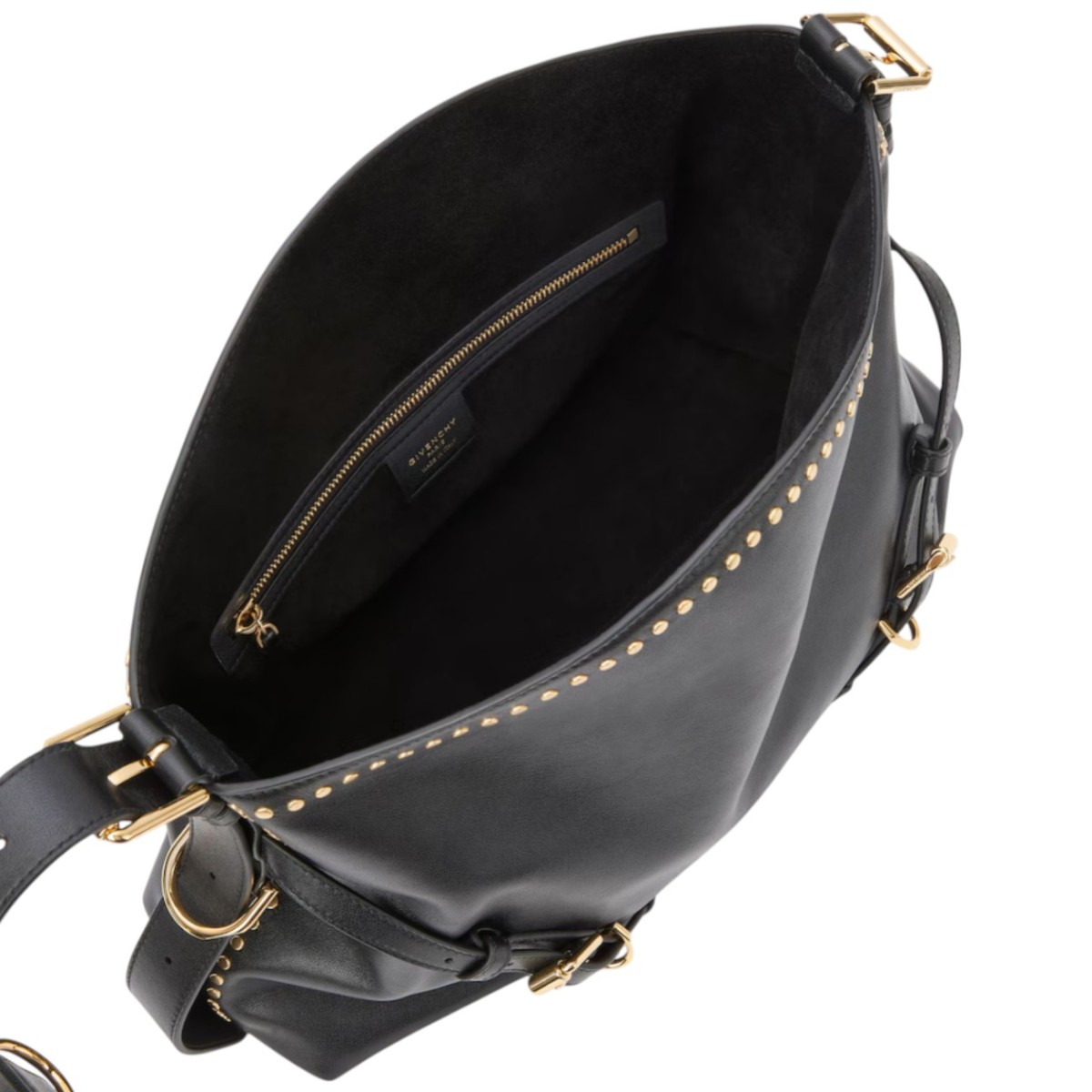 Black Medium Voyou Bag In Leather With Studs