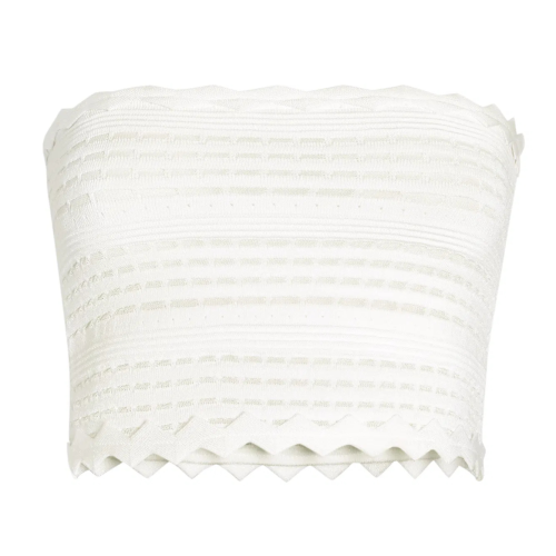 White Knitted Top With Chevron Pattern