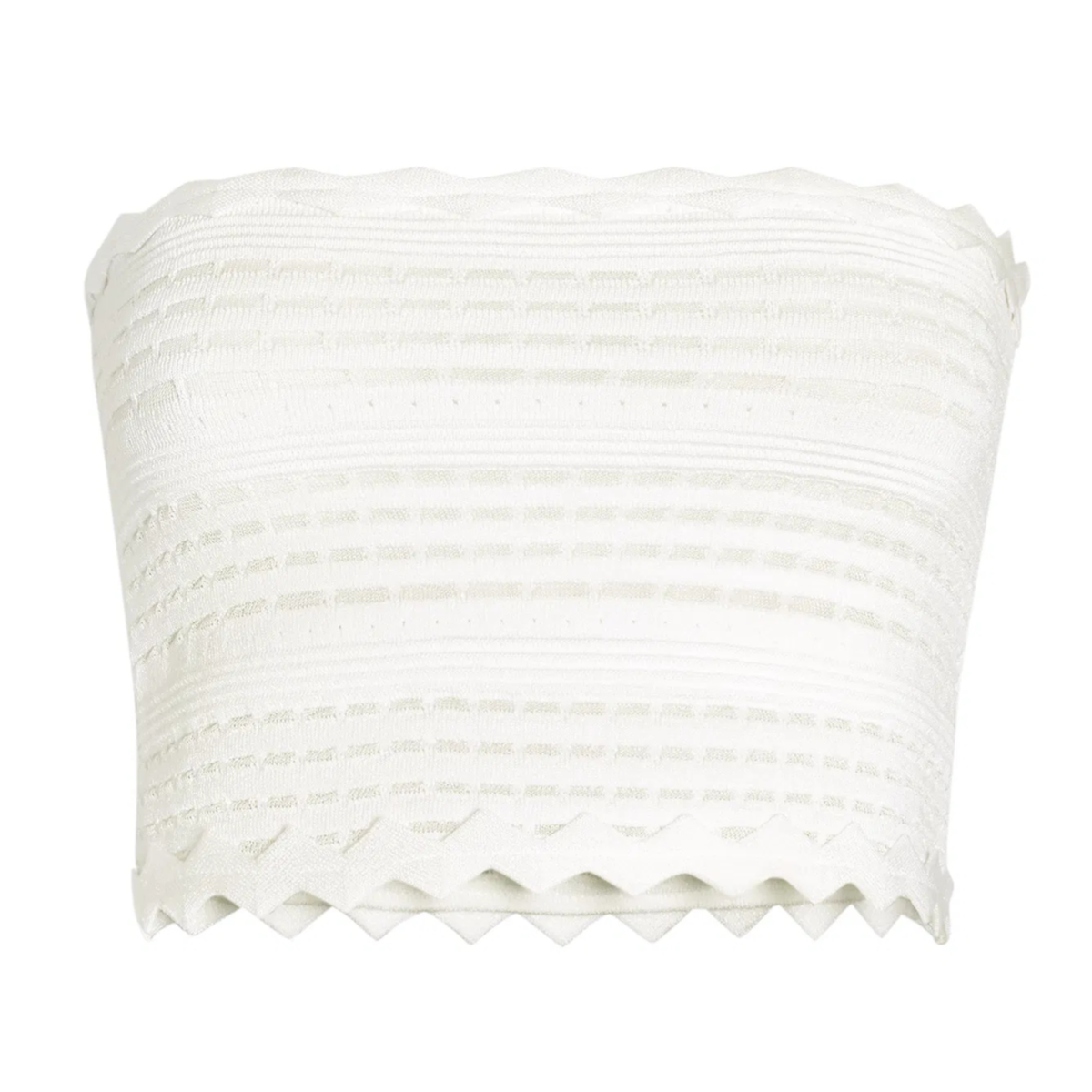 White Knitted Top With Chevron Pattern