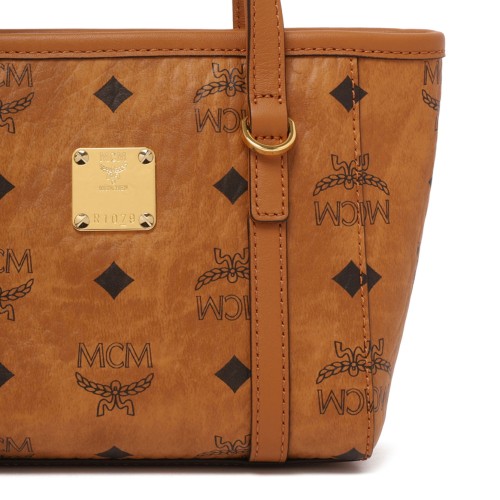 Cognac Toni Top-Zip Shopper in Visetos