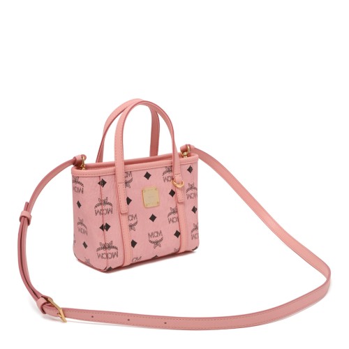 Soft Pink Toni Top-Zip Shopper in Visetos