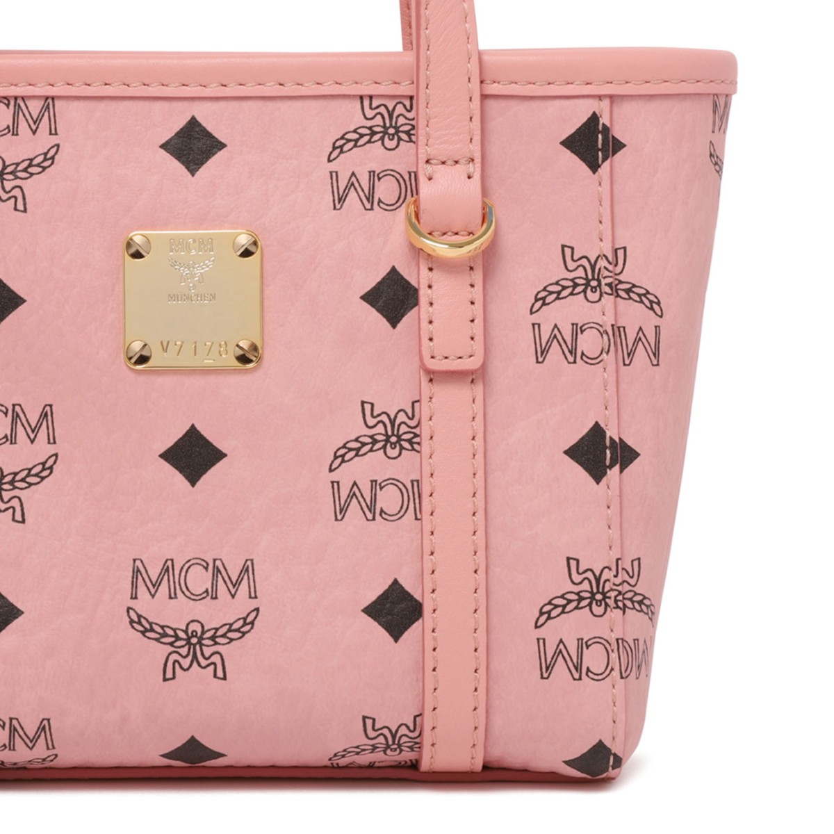 Soft Pink Toni Top-Zip Shopper in Visetos