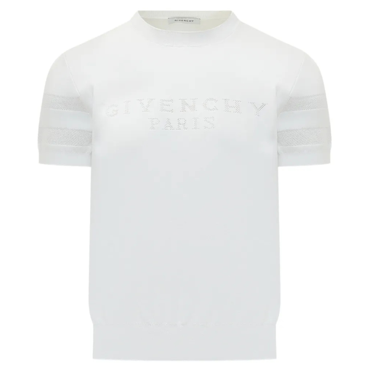 White Mesh Panel Sweater