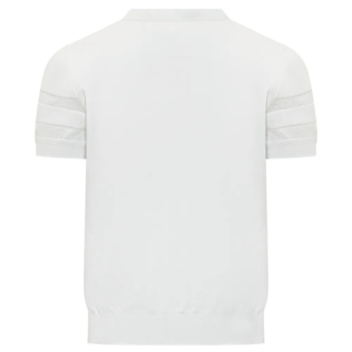 White Mesh Panel Sweater