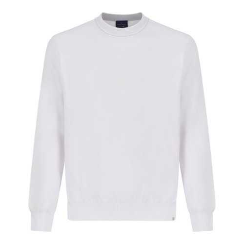 White Cotton Crew Neck Sweater