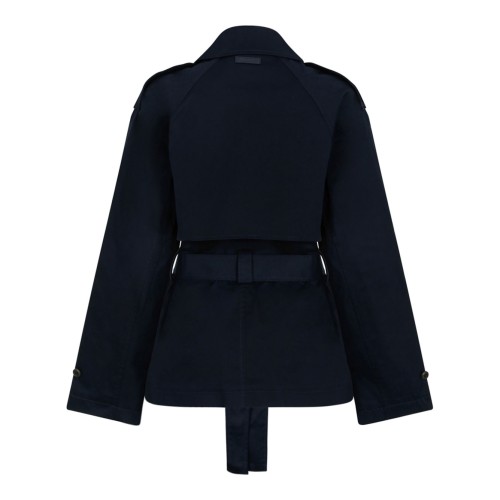 Dark Sapphire Cotton Twill Short Trench Coat