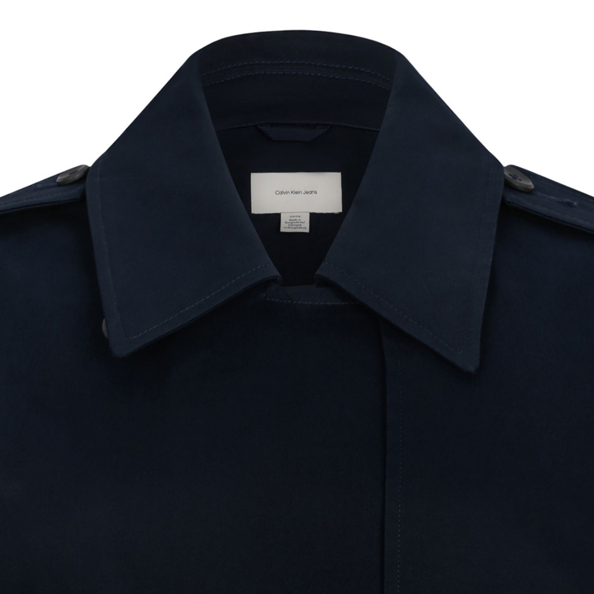 Dark Sapphire Cotton Twill Short Trench Coat