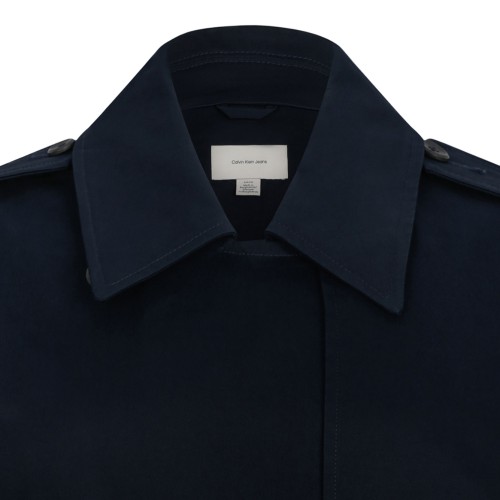 Dark Sapphire Cotton Twill Short Trench Coat