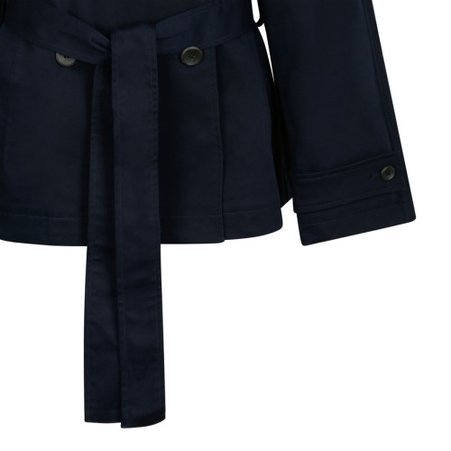 Dark Sapphire Cotton Twill Short Trench Coat