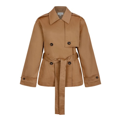 Tiger Eyes Cotton Twill Short Trench Coat