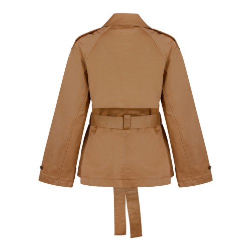 Tiger Eyes Cotton Twill Short Trench Coat