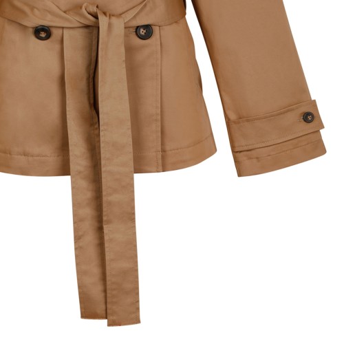 Tiger Eyes Cotton Twill Short Trench Coat