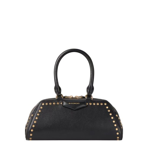 Black Mini Antigona East-West Bag In Box Leather With Studs Detail