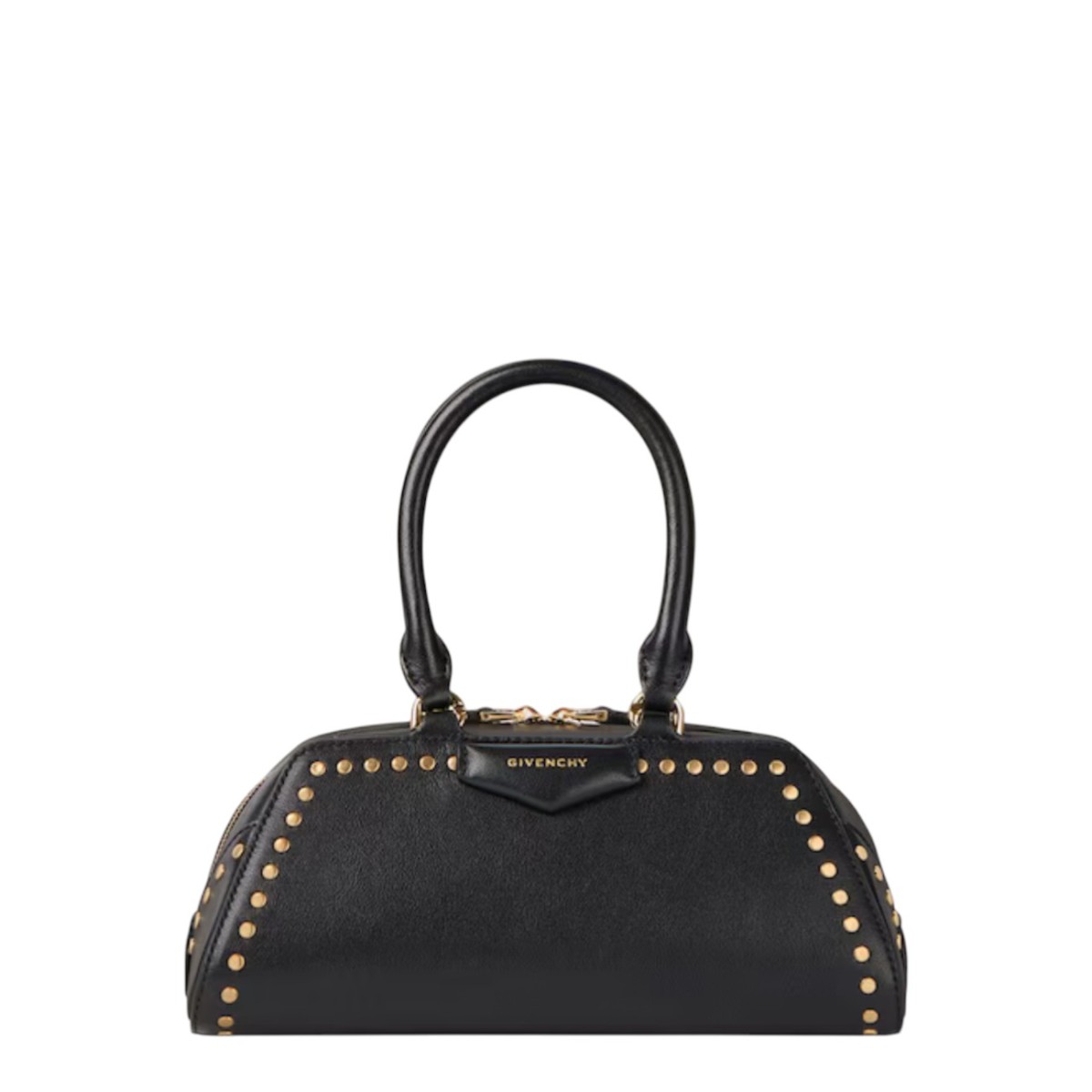 Black Mini Antigona East-West Bag In Box Leather With Studs Detail