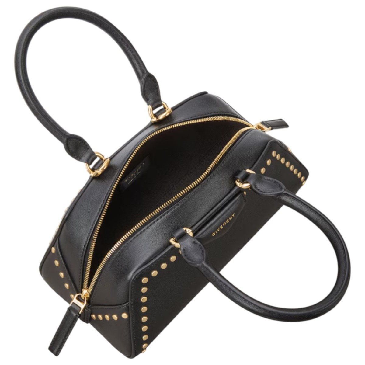Black Mini Antigona East-West Bag In Box Leather With Studs Detail