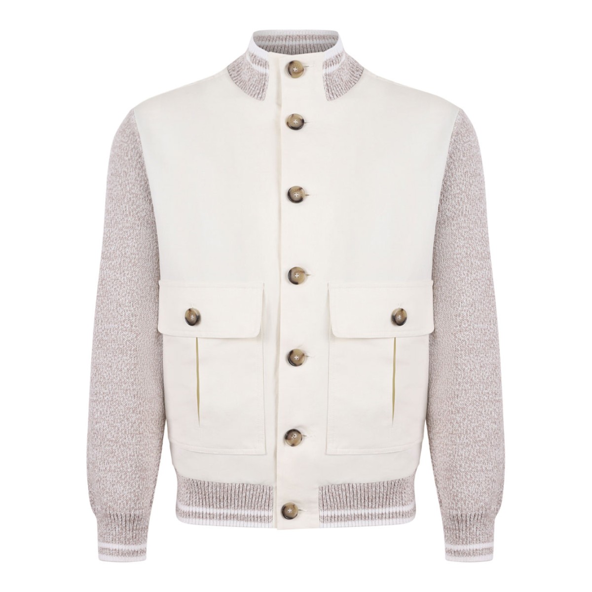Bi-Colour Buttoned Knit Jacket