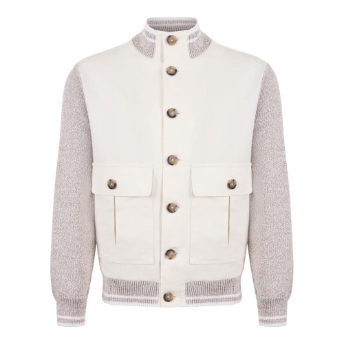 Bi-Colour Buttoned Knit Jacket