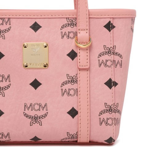 Soft Pink Toni Top-Zip Shopper in Visetos