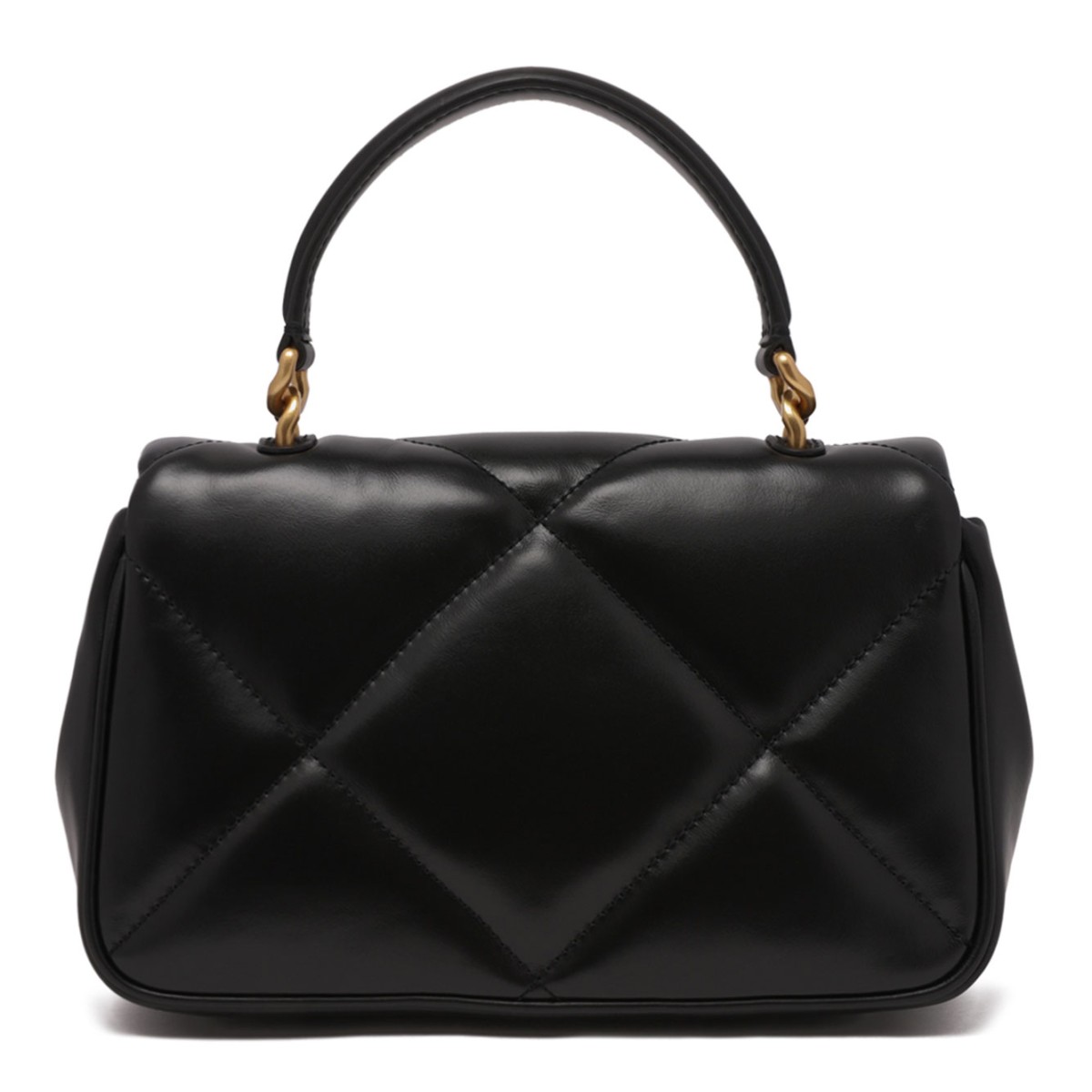 Black Leather Quilted Kira Diamond Bag