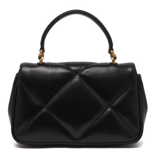 Black Leather Quilted Kira Diamond Bag