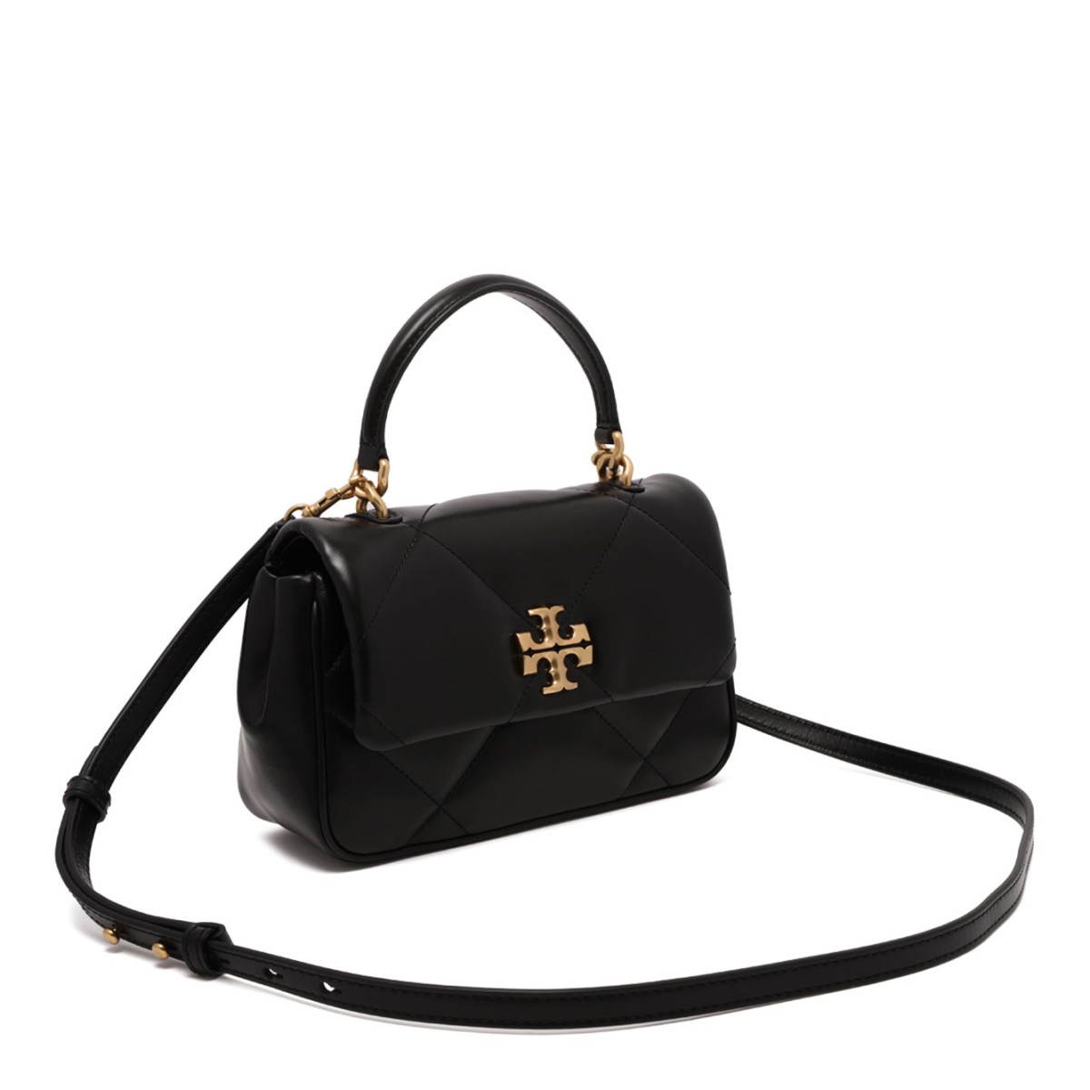 Black Leather Quilted Kira Diamond Bag