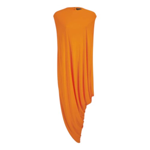 Orange Fluorescent Asymmetric Sleeveless Dress