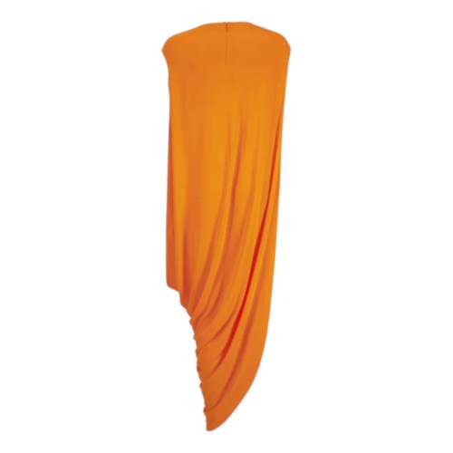 Orange Fluorescent Asymmetric Sleeveless Dress