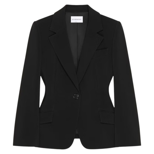 Black Single-Breasted Jacket In Crepe Cady