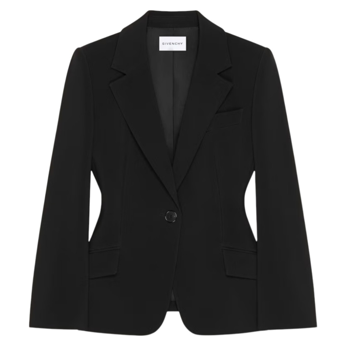 Black Single-Breasted Jacket In Crepe Cady