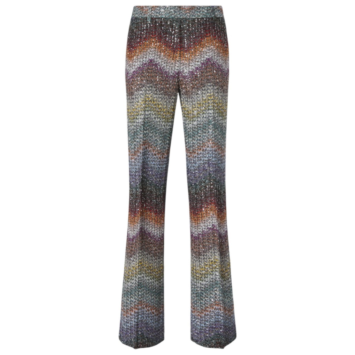 Multicolour Straight Trousers In Lame Viscose With Sequins