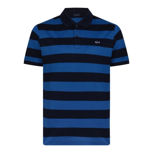 Navy Blue and Blue Striped Polo Shirt