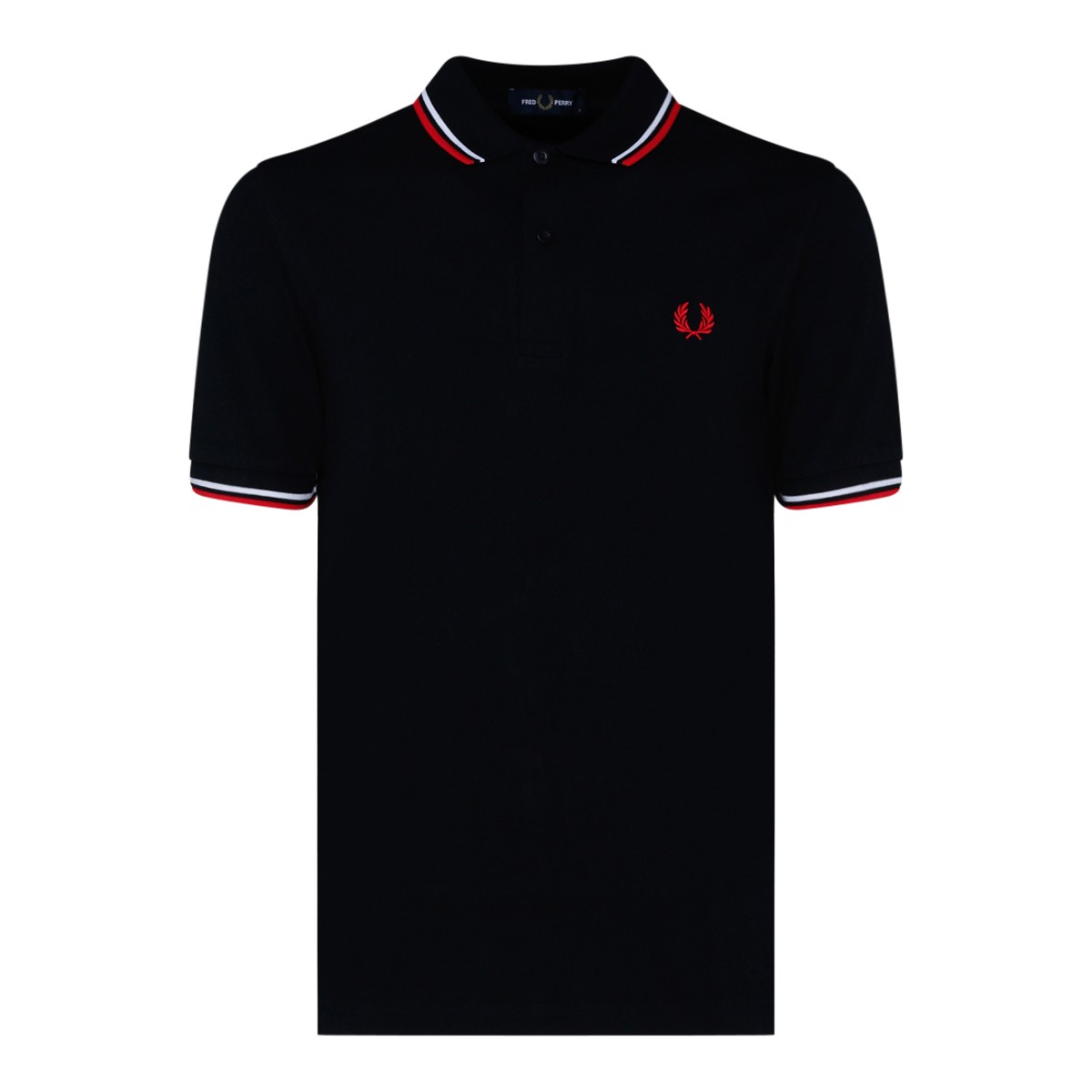 Navy and White Cotton Embroidered Logo Polo Shirt