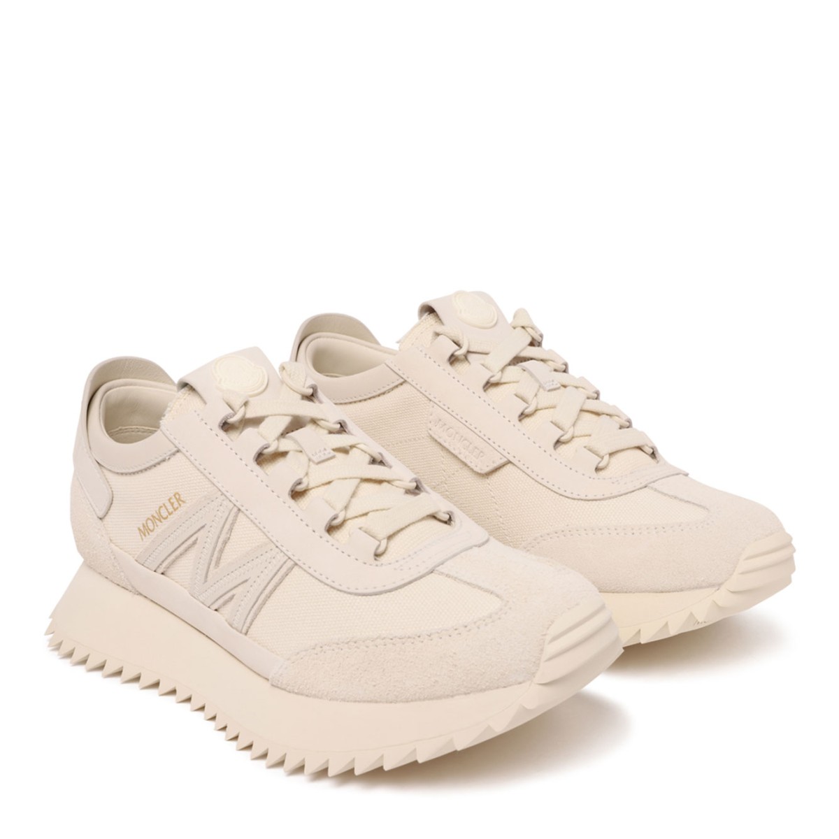 Pacey2 White Leather and Fabric Sneakers