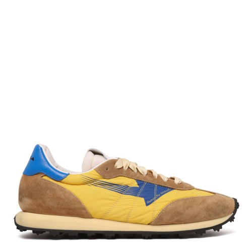 Beige Suede and Yellow Nylon Sneakers