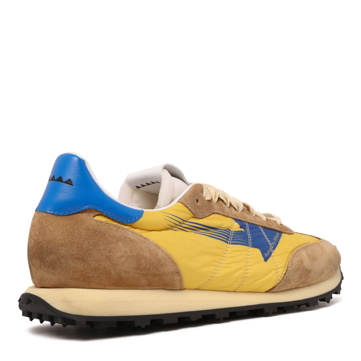 Beige Suede and Yellow Nylon Sneakers