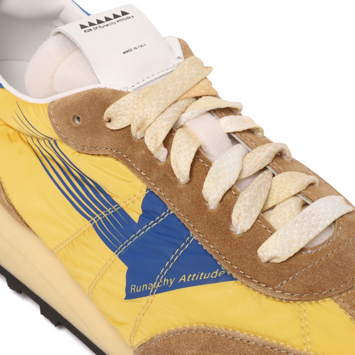 Beige Suede and Yellow Nylon Sneakers