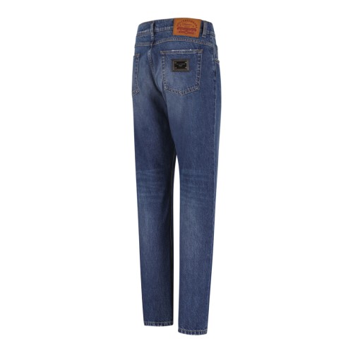 Indigo Blue Logo-Plaque Jeans