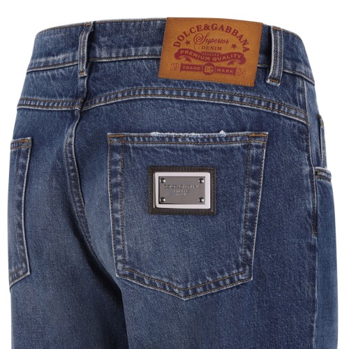 Indigo Blue Logo-Plaque Jeans